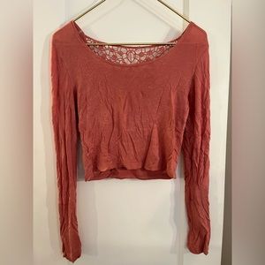 Long Sleeve Crop Top with Lace Back